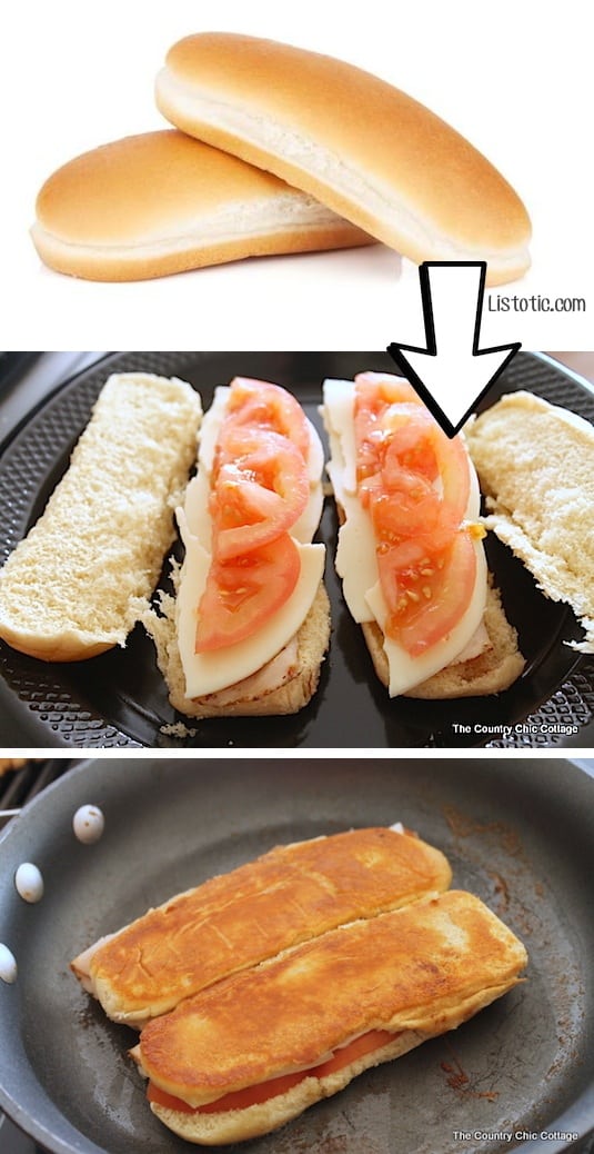 #10. Use leftover hotdog buns for grilled sandwiches! | 24 Creative Ways To Use Leftovers