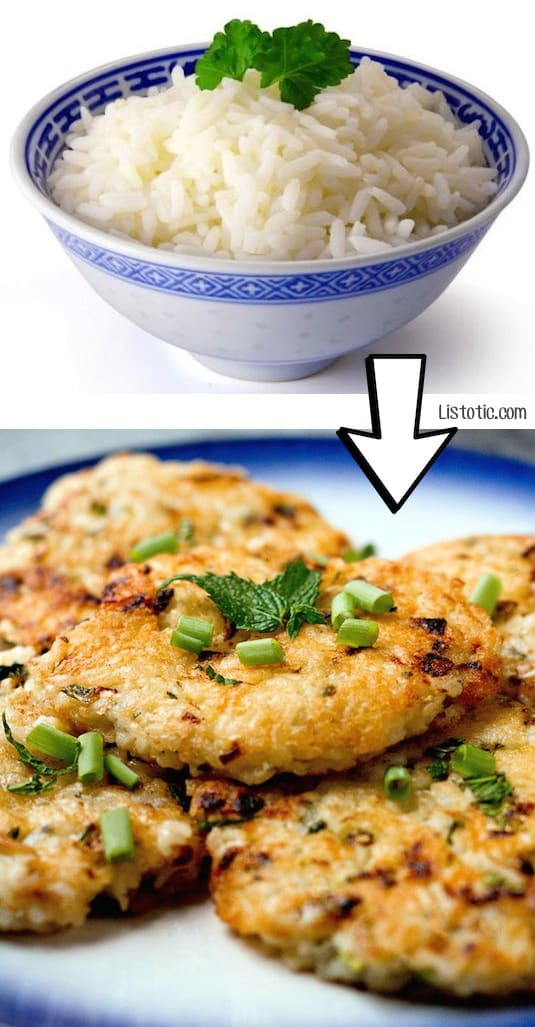 #19. Use leftover rice to make yummy rice patties! | 24 Creative Ways To Use Leftovers