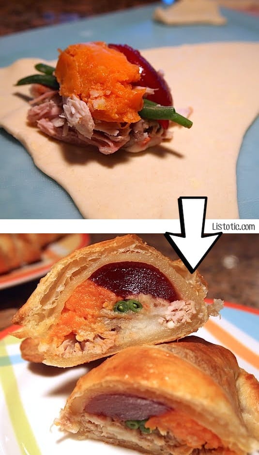 #23. Roll up your Thanksgiving leftovers in a crescent roll for brunch the next day! | 24 Creative Ways To Use Leftovers