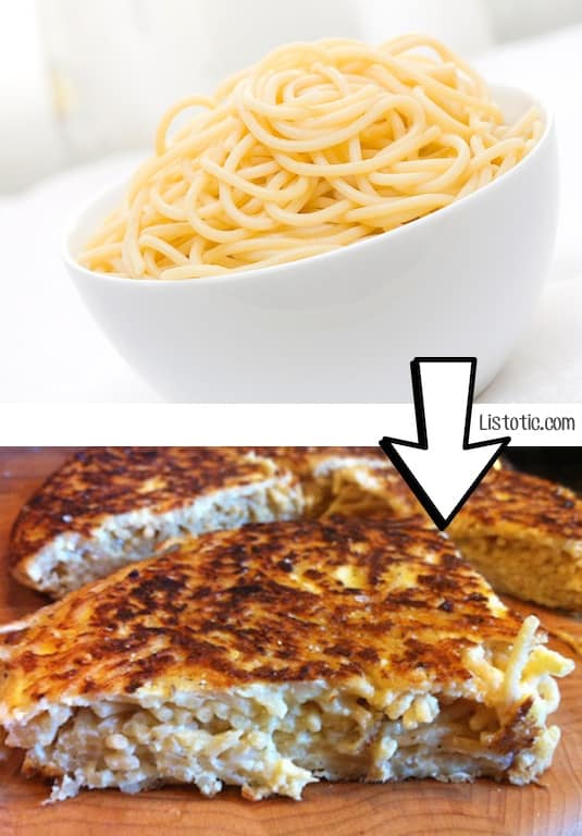 #24. Turn leftover spaghetti noodles into a pasta pie! | 24 Creative Ways To Use Leftovers
