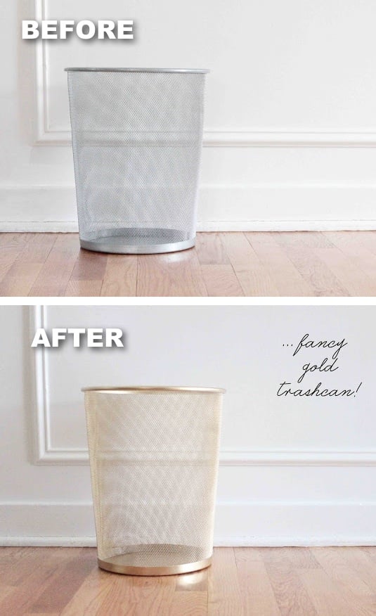 #26. Trashcan makeover using spray paint! -- 29 Cool Spray Paint Ideas That Will Save You A Ton Of Money