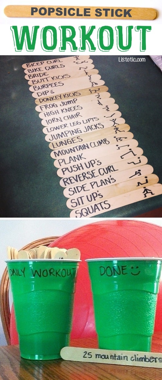 #4. The Popsicle Stick Workout -- This fun exercise idea makes everyday a new challenge!