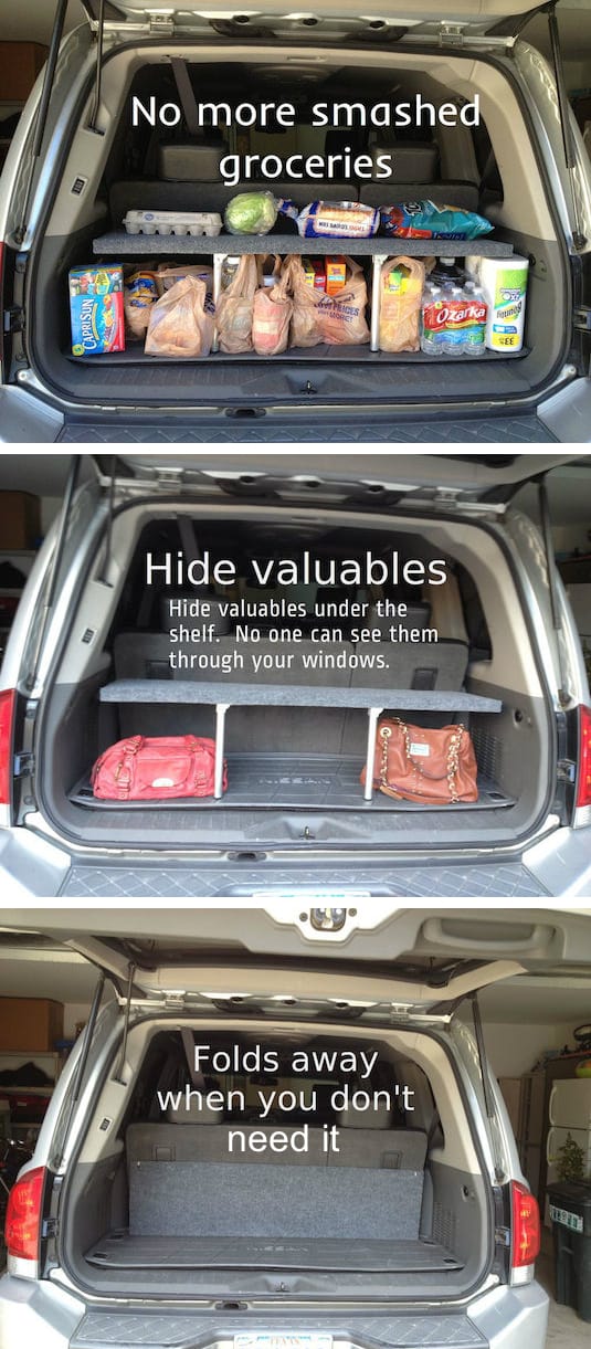 DIY Pop-Up Trunk Shelf... I NEED this!! | 10 Helpful Tips That Will Make You A Better Driver