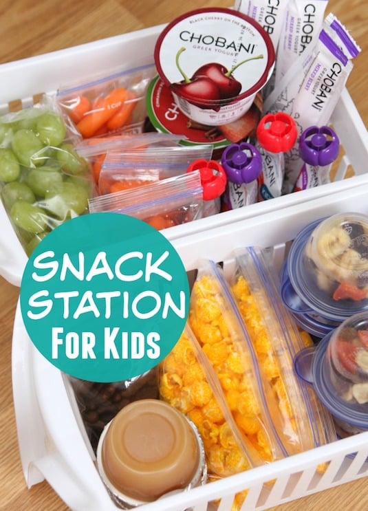 #6. Create an easy to access snack station for the kids using pull-out plastic bins. | 11 Brilliant Fridge Organization Ideas -- Use these refrigerator tips and tricks to keep your fridge organized and clean! A few of these DIY hacks will also free up space and save you a few bucks on wasted or spoiled food (a few dollar store ideas here). | Listotic.com