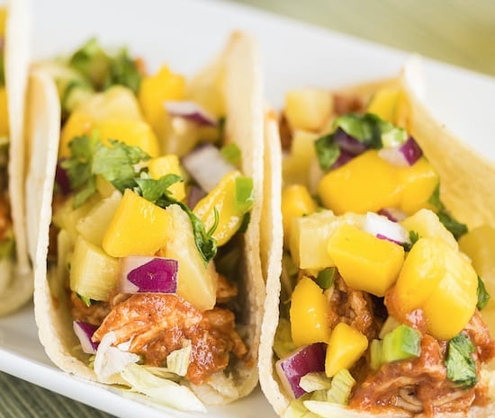 Hawaiian Chicken Tacos on a plate