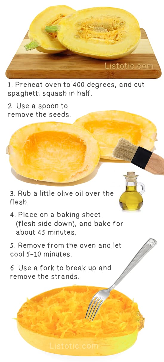 How to cook spaghetti squash in the oven. The easy way to bake it! Step by step instructions. Listotic.com