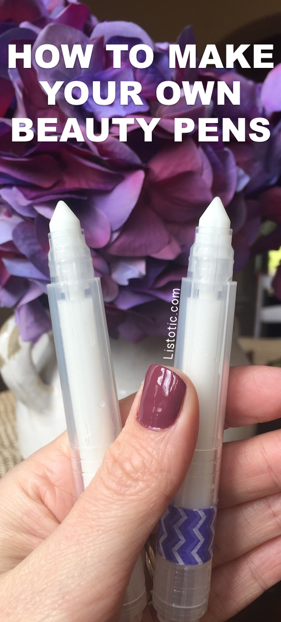 Make your own beauty pens! For nail polish remover, perfume, makeup remover, bleach and more! This is a DIY beauty hack every girl should know. My teens would love this! | Listotic.com