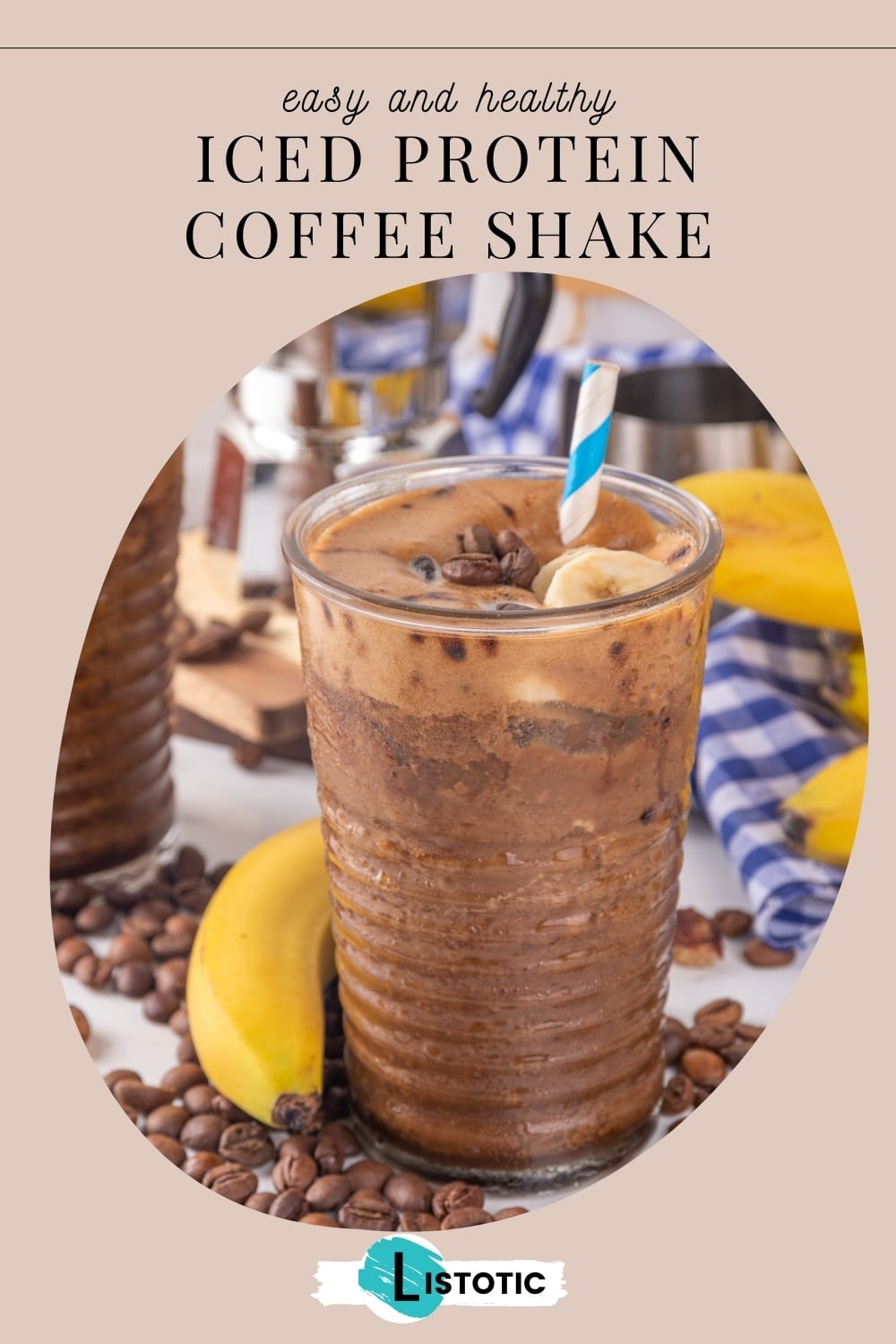 iced coffee protein shake with bananas