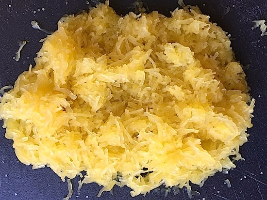 Chopped spaghetti squash. 