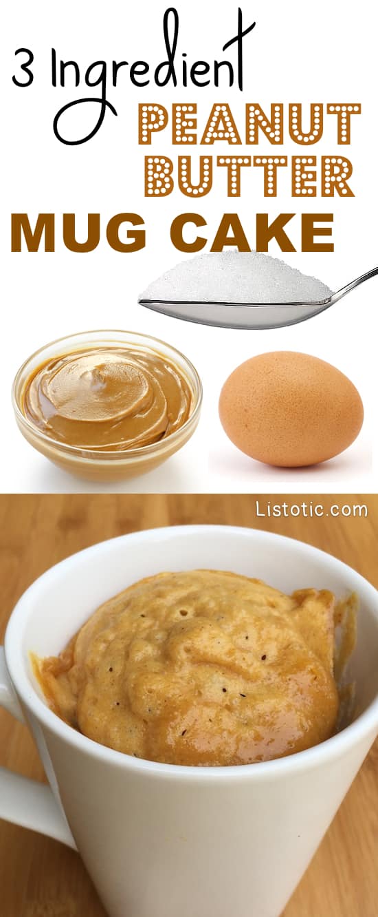 Easy Microwave Peanut Butter Mug Cake Recipe 3 Ingredients 