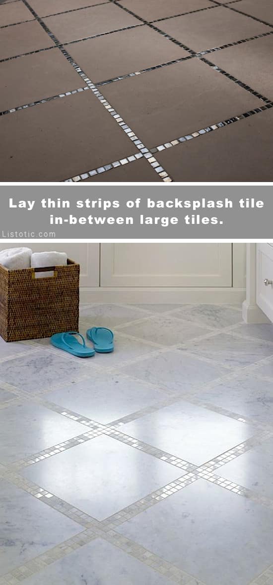 Home Decor Ideas -- Beautiful and creative tile ideas for kitchen back splashes, master bathrooms, small bathrooms, patios, tub surrounds, or any room of the house! | Listotic.com