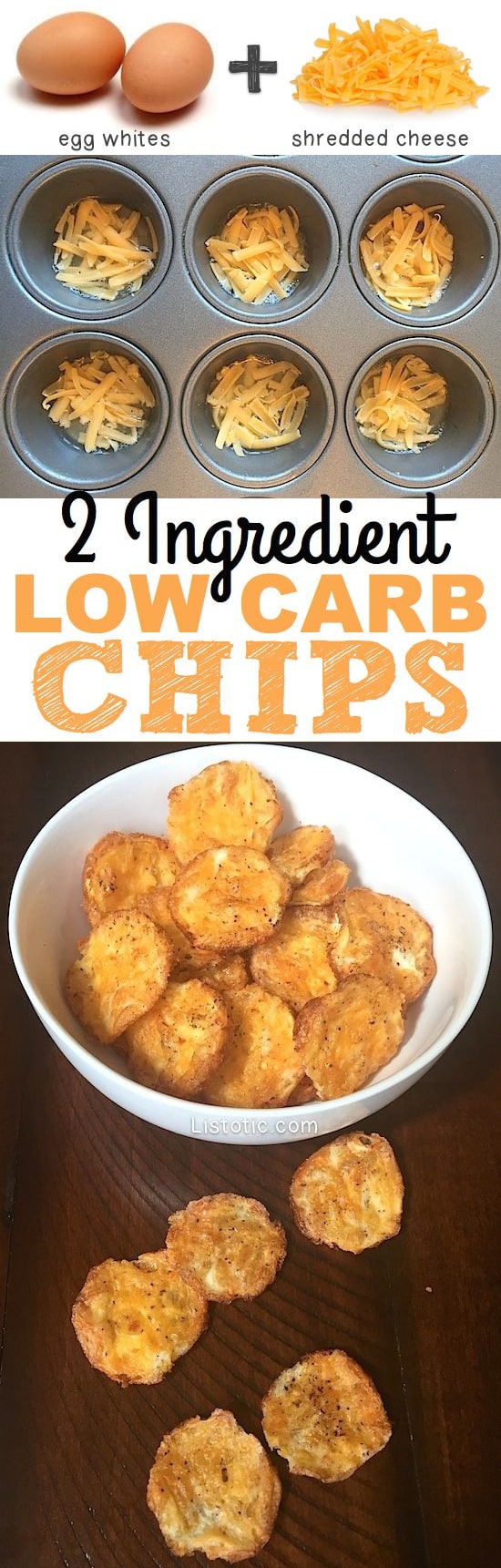 2 Ingredient chips! The perfect low carb, easy and healthy snack recipe! Listotic.com