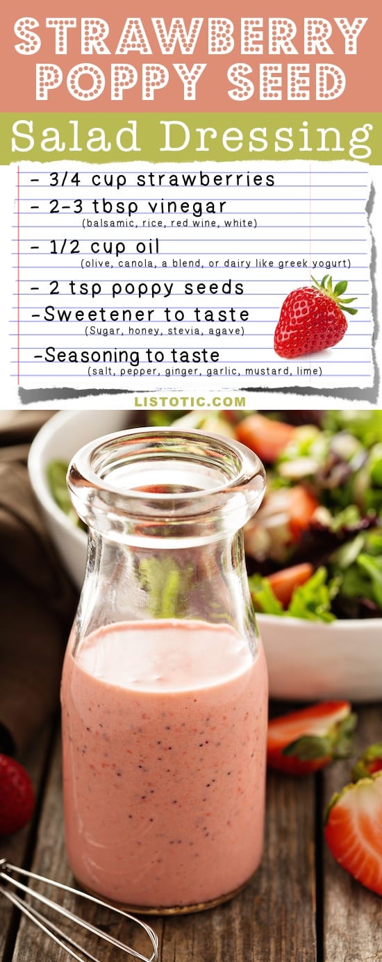 Easy Strawberry Poppy Seed Salad Dressing Recipe (healthy and easy!) | Listotic.com