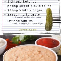 Easy Homemade Thousand Island Salad Dressing Recipe -- plus burger or sandwich spread that's healthy and easy! Listotic.com