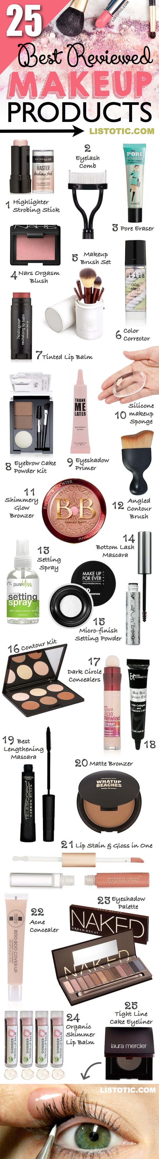 BEAUTY: The 25 best must-have makeup products for beginners and professionals! Everything from cheap to high end! Most of these can be found at drugstores or even Amazon! Makeup ideas, hacks and tips. | Listotic.com 2017