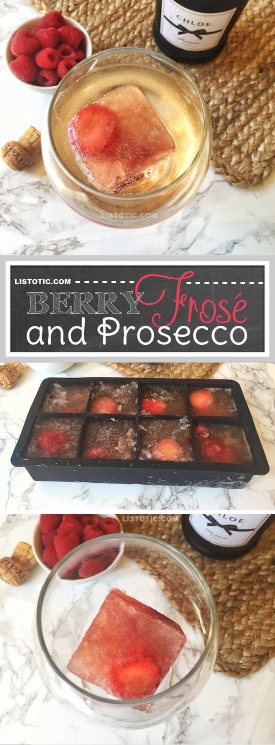 Easy Drink Recipe For A Party (alcoholic). These easy frozen Rosé cubes (also know as Frosé) are a complete game changer! They're the perfect, real simple solution for always having a cold drink recipe in the summer (they're perfect for chilling and flavoring a glass of Prosecco!). | Listotic.com 