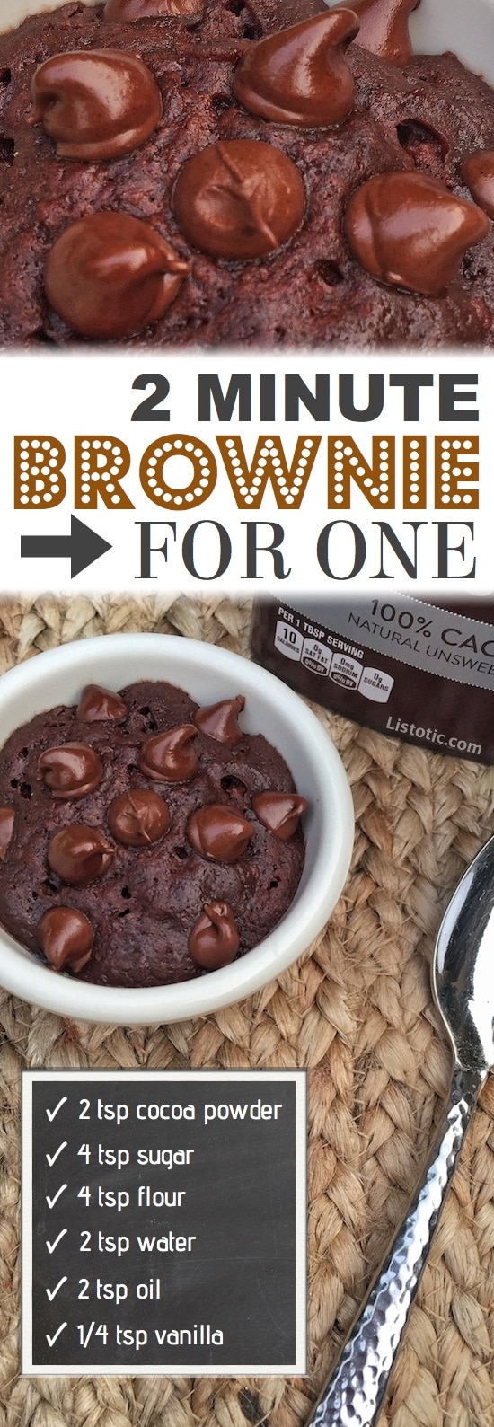 Easy 2 Minute Microwave Brownie Mug Cake Recipe