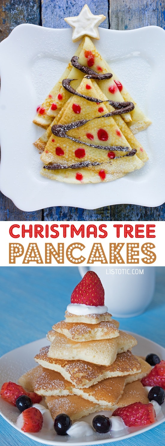 Panqueques de Árbol de Navidad fáciles Para Niños / Mayores de 15 Años, Ideas divertidas, lindas y fáciles para el desayuno de Navidad para niños! Estas recetas creativas son tan simples y fáciles de hacer, pero seguramente harán que la mañana de Navidad sea muy especial. ¡De todo, desde tortitas hasta tostadas y avena! Listotic.com