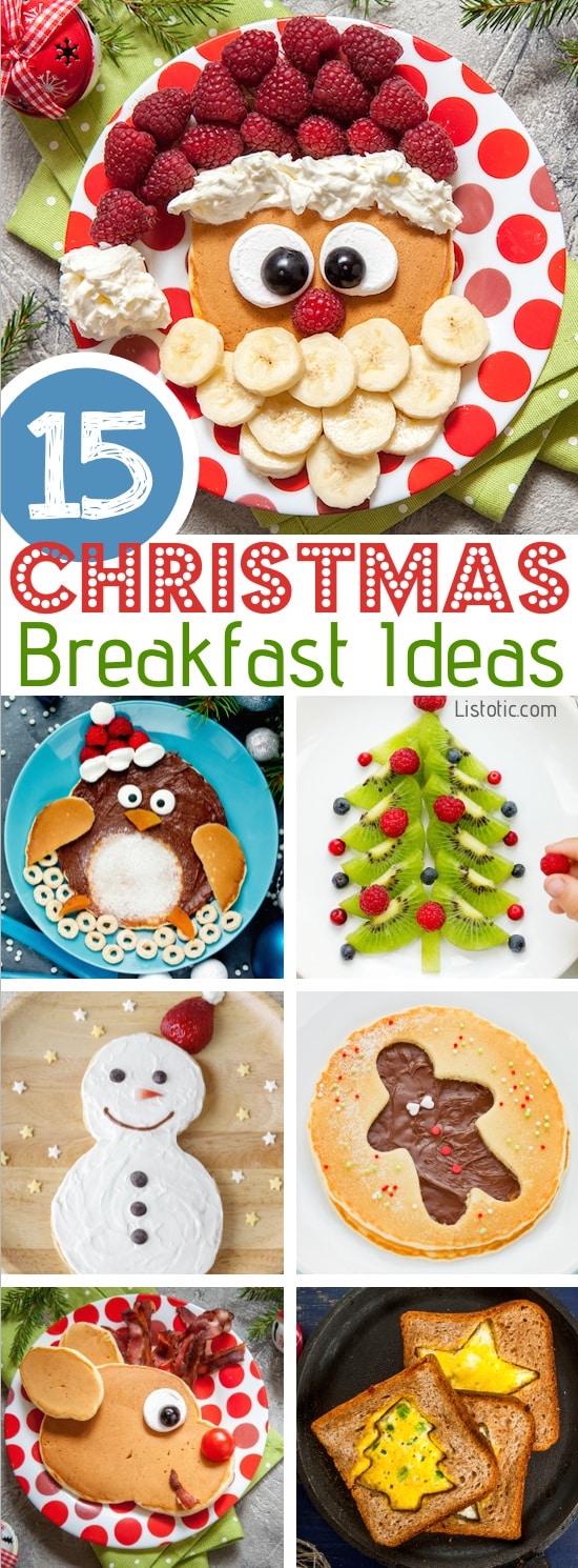 meer dan 15 leuke en gemakkelijke Kerstontbijtideeën voor kinderen! Deze creatieve recepten zijn zo eenvoudig en gemakkelijk te maken, maar zijn zeker om kerstochtend extra speciaal te maken. Alles van pannenkoeken tot toast en havermout! Listotic.com