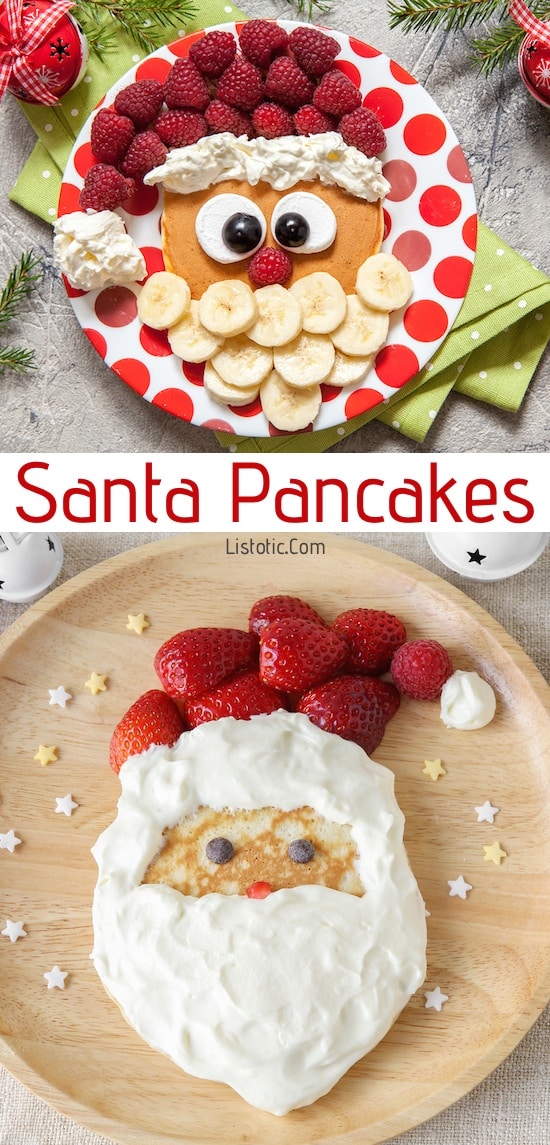 Easy Santa Pancakes fun Christmas breakfast ideas
