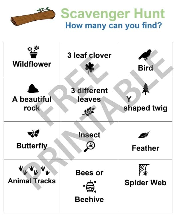 32 Of The Best DIY Backyard Games You Will Ever Play -- Nature scavenger hunt for kids (free printable). 