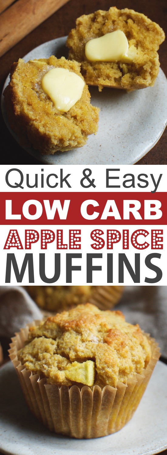 Low Carb Apple Muffins Made With Almond Flour | These quick and easy low carb keto muffins are perfect for breakfast, snacks and on the go! They're all high in protein, and most of them are made with almond flour or coconut flour-- healthy, sugar free, gluten free and delicious! Listotic.com