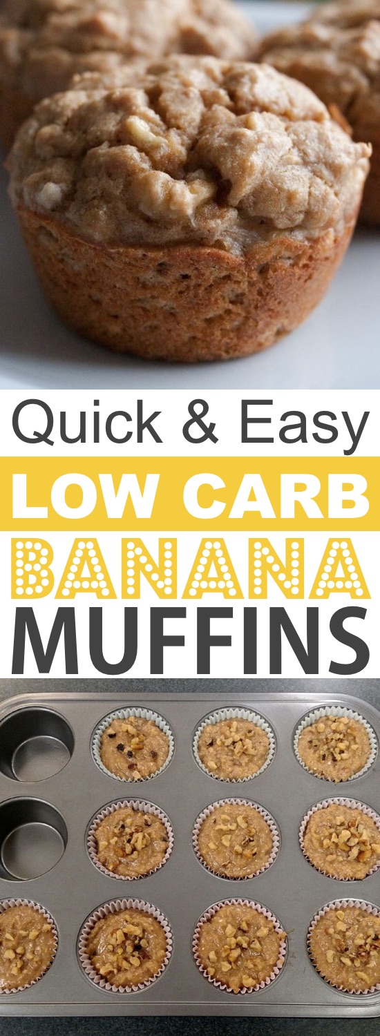 Easy Low Carb Banana Muffins | These quick and easy low carb keto muffins are perfect for breakfast, snacks and on the go! They're all high in protein, and most of them are made with almond flour or coconut flour-- healthy, sugar free, gluten free and delicious! Listotic.com