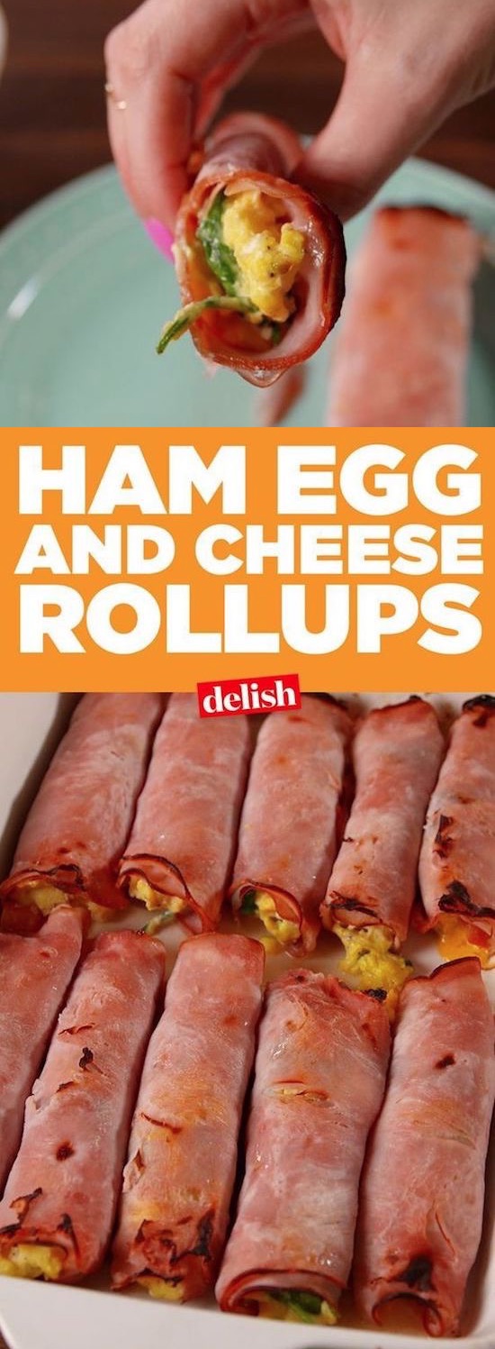 Ham, Egg and Cheese RollUps | These easy low carb and keto breakfast recipe ideas are perfect to make ahead of time, and simply grab for on the go! Meal prep can be a life saver! Eating healthy has never been so easy with these time-saving tips and tricks. Everything from casseroles to muffins! They're perfect for a ketogenic diet. Listotic.com