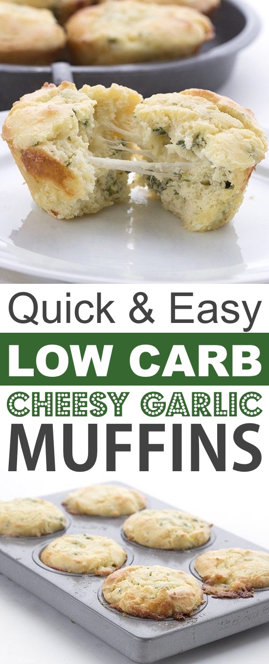 Low Carb Cheesy Garlic Muffins | These quick and easy low carb keto muffins are perfect for breakfast, snacks and on the go! They're all high in protein, and most of them are made with almond flour or coconut flour-- healthy, sugar free, gluten free and delicious! Listotic.com