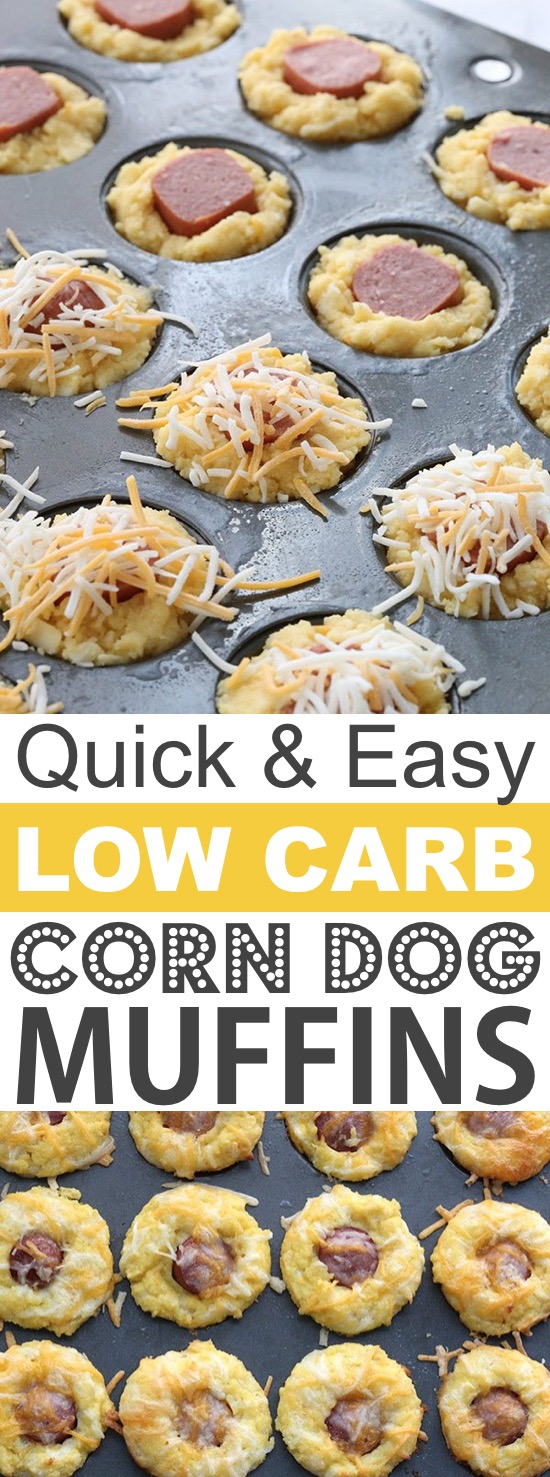 Easy Low Carb Corn Dog Muffins | These quick and easy low carb keto muffins are perfect for breakfast, snacks and on the go! They're all high in protein, and most of them are made with almond flour or coconut flour-- healthy, sugar free, gluten free and delicious! Listotic.com