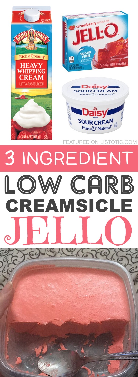 Dessert Low Carb Keto (Creamsicle Jello) | 10 ricette facili e veloci del dessert Low Carb Keto - molte con appena 2 ingredienti! Tutti atkins e diabetici amichevole. Questi dolcetti senza zucchero sono sicuri di piacere! Listotic.com