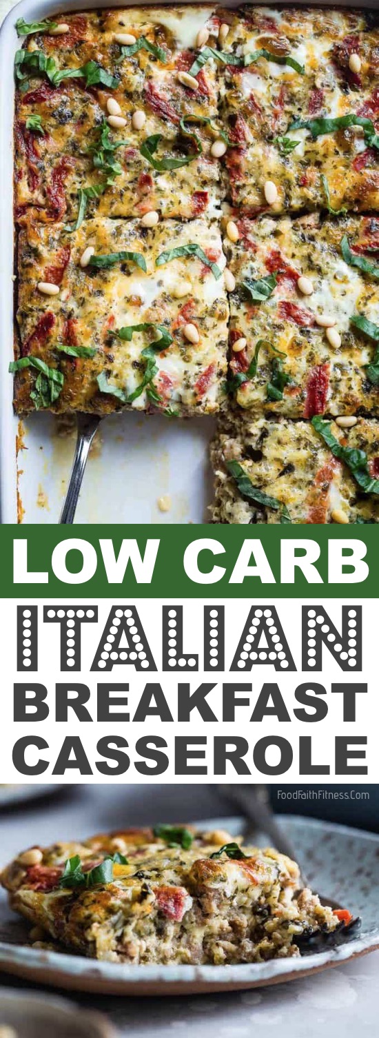 Keto Low Carb Italian Breakfast Casserole | These easy low carb and keto breakfast recipe ideas are perfect to make ahead of time, and simply grab for on the go! Meal prep can be a life saver! Eating healthy has never been so easy with these time-saving tips and tricks. Everything from casseroles to muffins! They're perfect for a ketogenic diet. Listotic.com