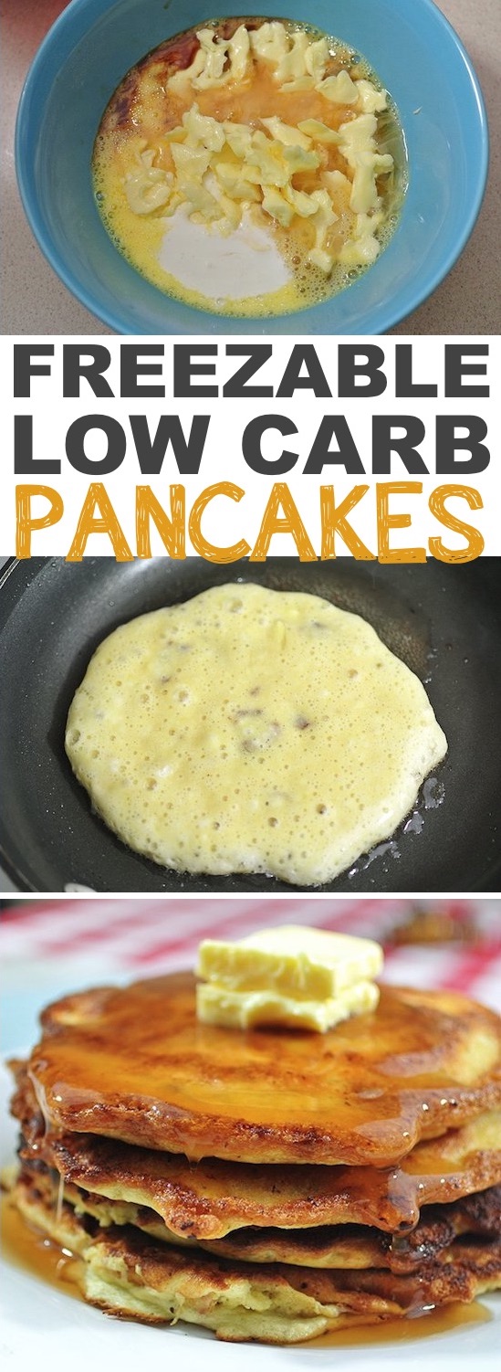 Freezable Low Carb Keto Pancakes | These easy low carb and keto breakfast recipe ideas are perfect to make ahead of time, and simply grab for on the go! Meal prep can be a life saver! Eating healthy has never been so easy with these time-saving tips and tricks. Everything from casseroles to muffins! They're perfect for a ketogenic diet. Listotic.com