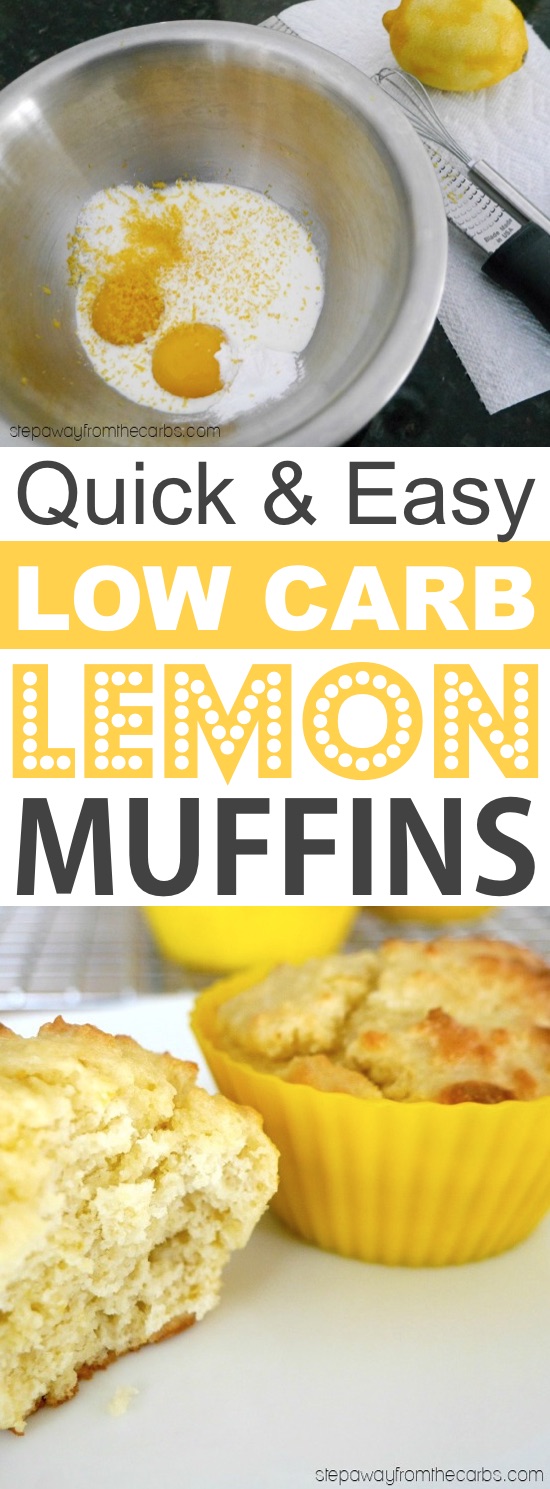 Low Carb Lemon Muffins Made With Almond Flour | These quick and easy low carb keto muffins are perfect for breakfast, snacks and on the go! They're all high in protein, and most of them are made with almond flour or coconut flour-- healthy, sugar free, gluten free and delicious! Listotic.com