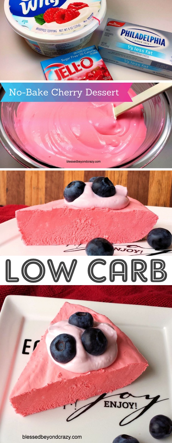 No-Bake Low Carb Cheesecake (made with sugar-free Jello) -- 10 Easy and Quick Low Carb Keto Dessert Recipes -- many with just 2 ingredients! All atkins and diabetic friendly. These sugar free treats are sure to please! Listotic.com 