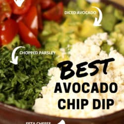 Ingredients to make healthy avocado chip dip