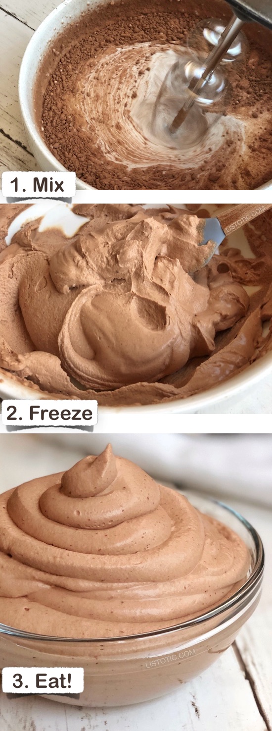 Keto Chocolate Frosty (just like Wendy's) | This quick and easy low carb dessert recipe is my favorite keto treat so far! It's like a super thick shake, but better! Ketogenic diet and Atkins approved. Listotic.com