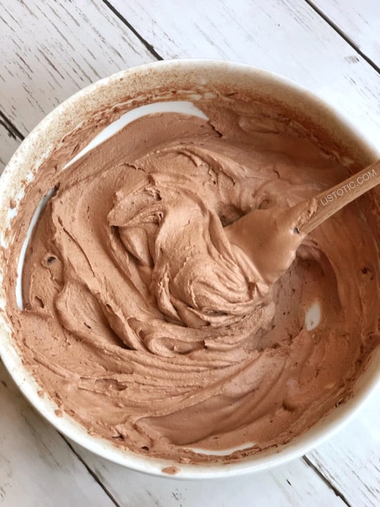 Keto Chocolate Frosty mixed and ready to eat.