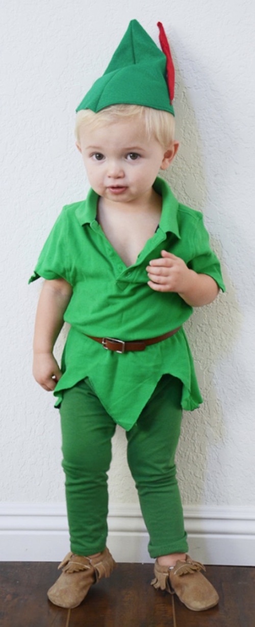 30 Easy DIY Halloween Costumes For Kids (Boys and Girls!) | Homemade Peter Pan Costume-- super cute and fun for toddlers!