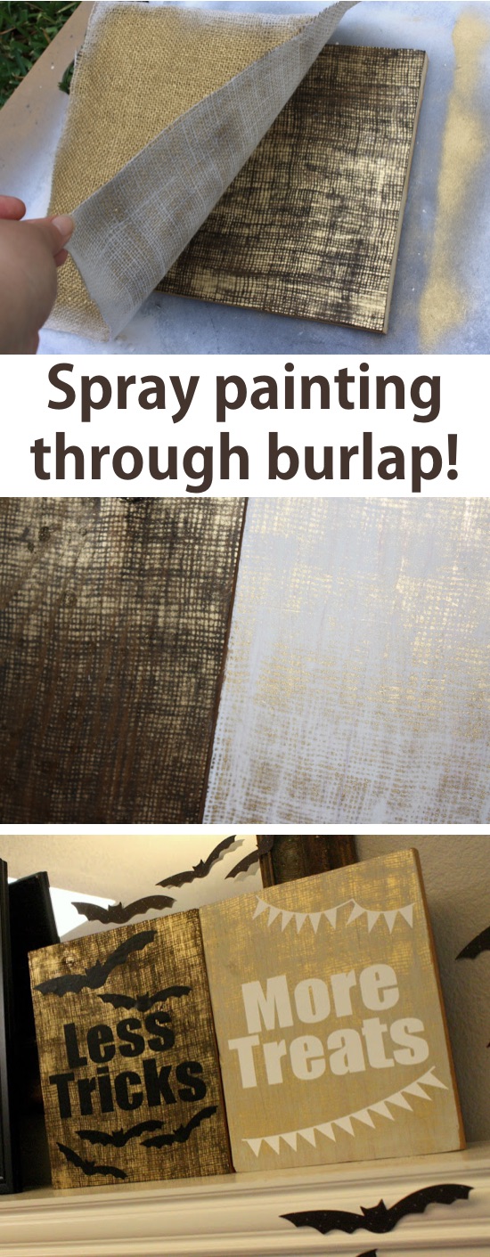 DIY spray paint canvas wall art using burlap! A huge list of DIY spray paint ideas here. | Listotic