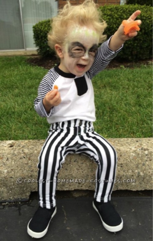 30 Easy DIY Halloween Costumes For Kids (Boys and Girls!) | Homemade Beetle Juice Costume-- so funny on kids!