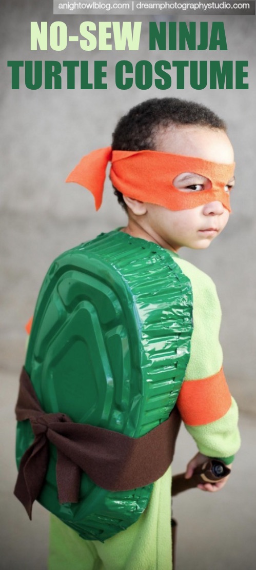 30 Easy DIY Halloween Costumes For Kids (Boys and Girls!) | Homemade Teenage Mutant Ninja Turtle Costume-- great for toddlers! No sewing required.