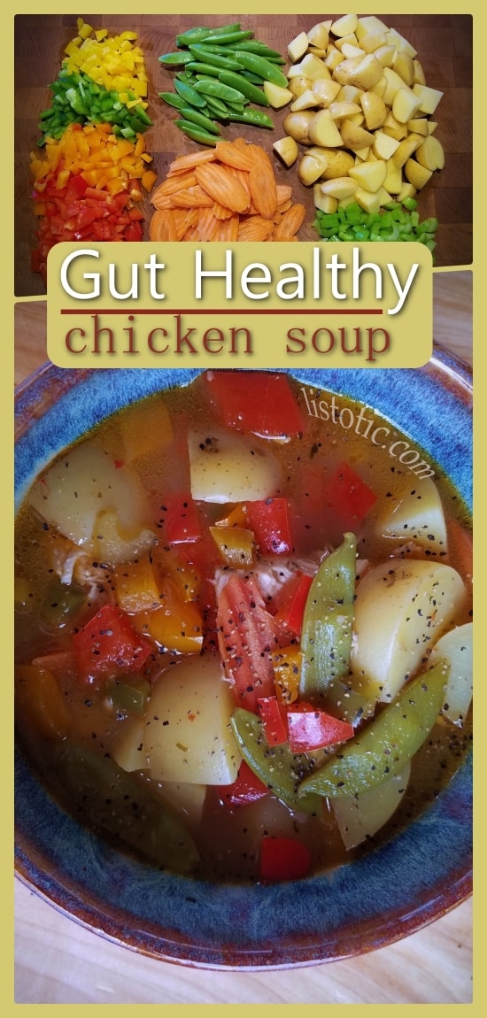Easy meal to make in the instant pot, Old Fashioned Chicken Soup that is gut healthy.
