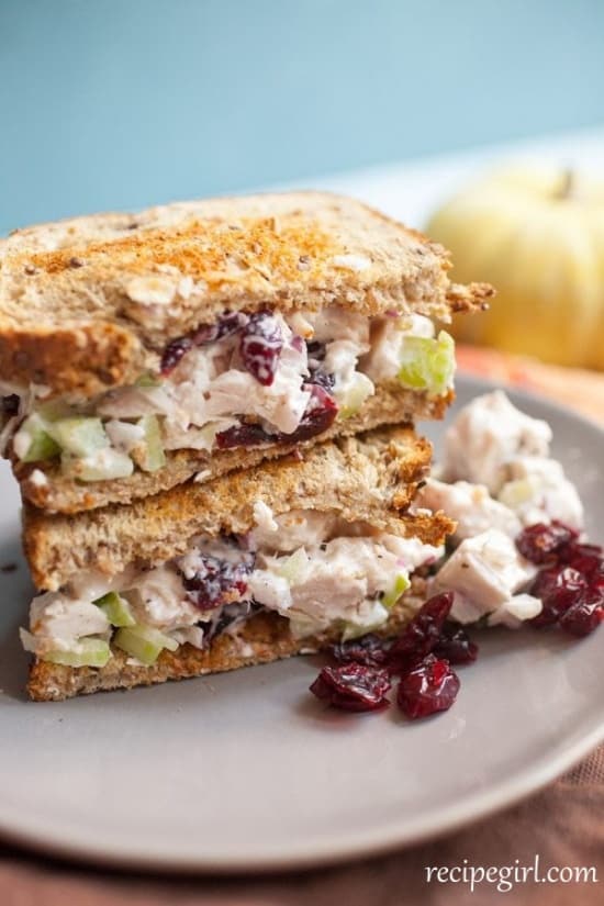 Favorite turkey salad sandwich. Easy to make Thanksgiving leftovers.