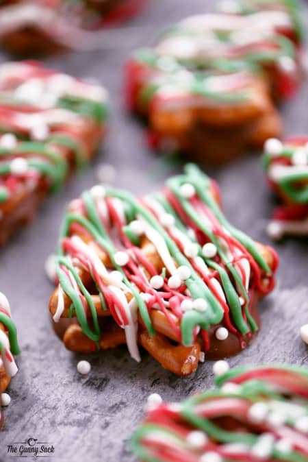 Christmas Treats - Peanut Butter Cup Pretzels. Sweet crunchy recipe for the holidays.