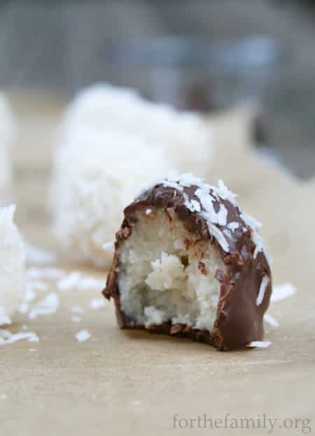 Quick no-bake chocolate coconut balls.