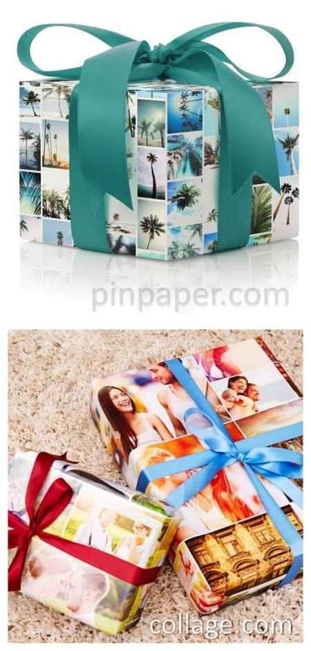 Options for customized photo gift wrap.