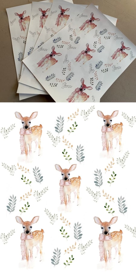 Printable deer wrapping paper.