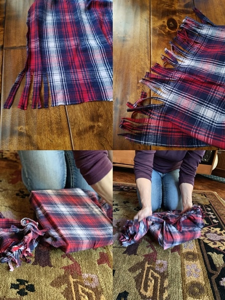 Instructions for using fabric for gift wrapping.