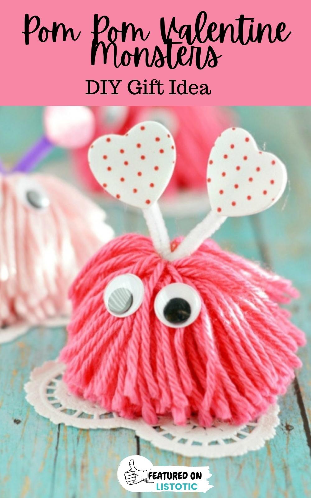 diy valentine pom monsters